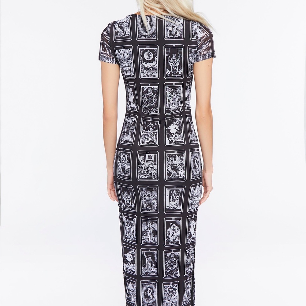 Forever 21 Black and White Tarot Design Bodycon Maxi Dress